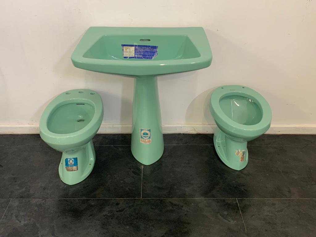 Bathroom Fixtures by Gio Ponti for Ideal Standard, 1950s, sea green colour In Excellent Condition In Montelabbate, PU