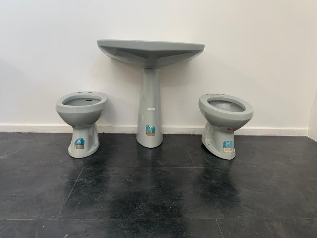 Bathroom Fixtures by Gio Ponti for Ideal Standard, 1950s, platinum gray colour For Sale 2