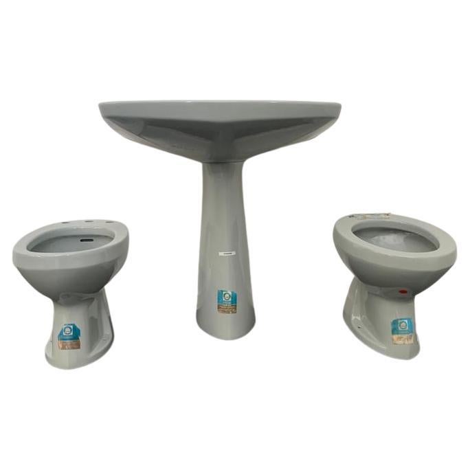 Bathroom Fixtures by Gio Ponti for Ideal Standard, 1950s, platinum gray colour For Sale