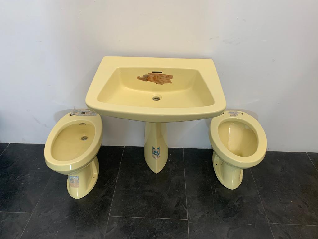 Bathroom Fixtures by Gio Ponti for Ideal Standard, 1950s, Yellow Color In Excellent Condition In Montelabbate, PU