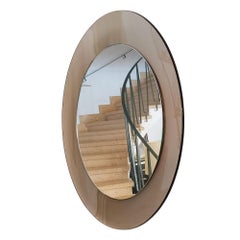 Mid-Century Modern Bathroom Mirror With Smoked Gray Glass Frame - Italy, 1960