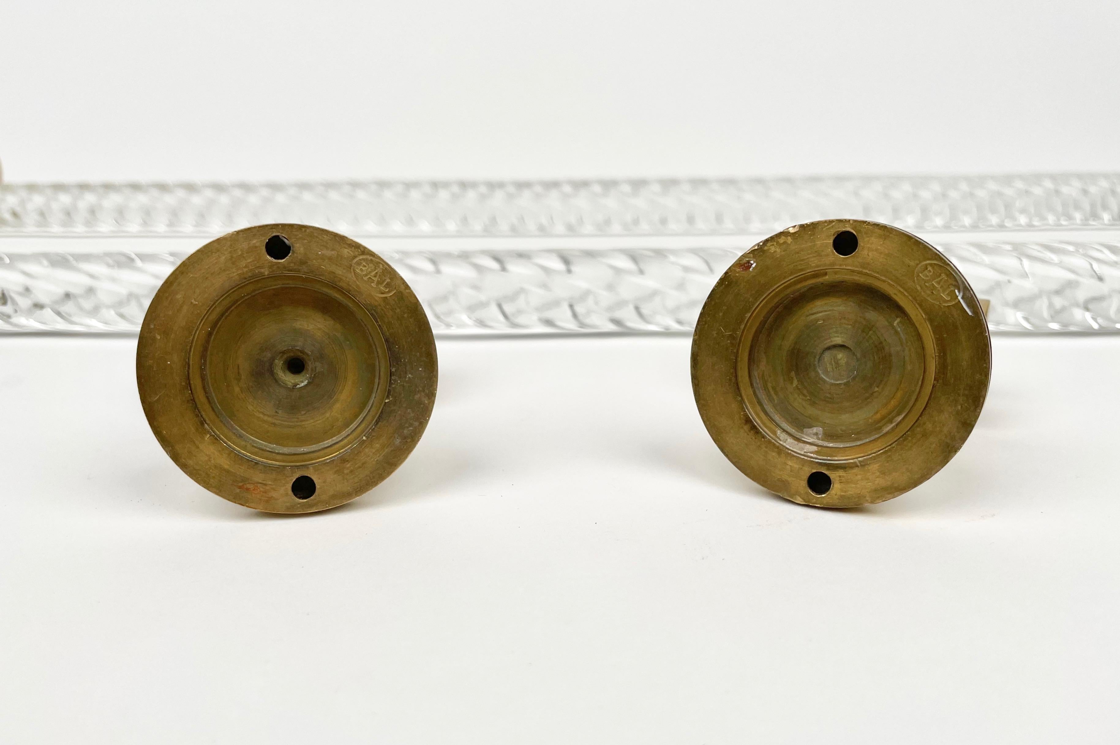 Bathroom Set of Murano Glass & Brass Towel Holder, Italy, 1950s For Sale 3