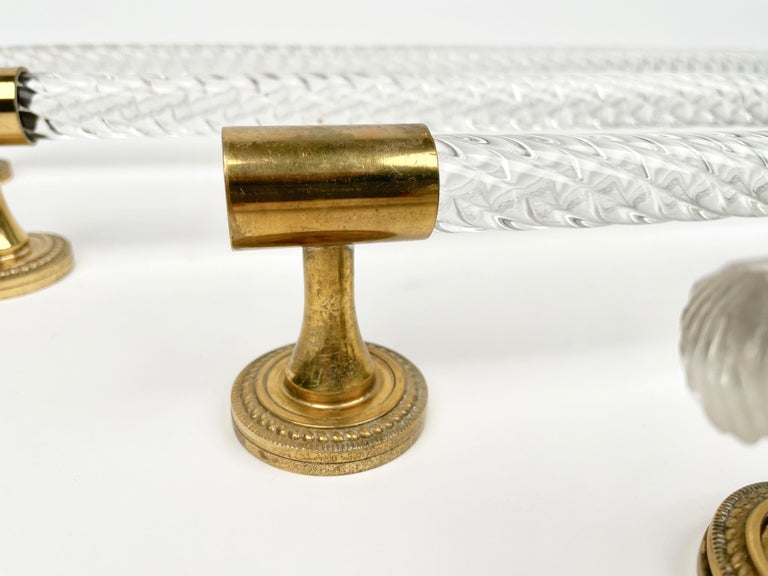 Bathroom Set of Murano Glass and Brass Towel Holder, Italy, 1950s For