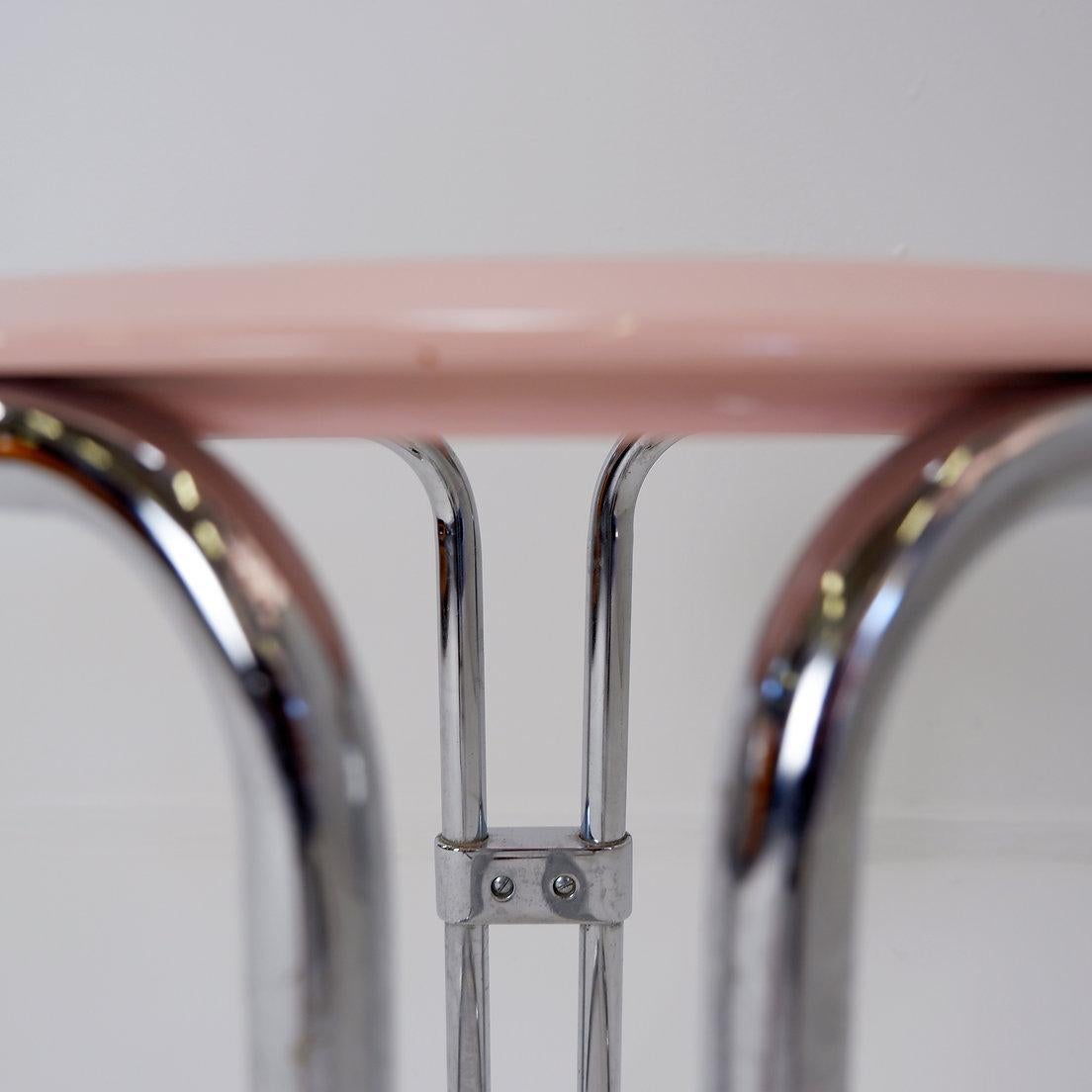 Bathroom Stool by Keuco tubular chrome & powder pink Plastic, 1980s For Sale 4