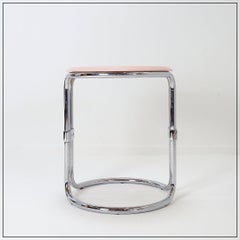 Bathroom Stool by Keuco tubular chrome & powder pink Plastic, 1980s
