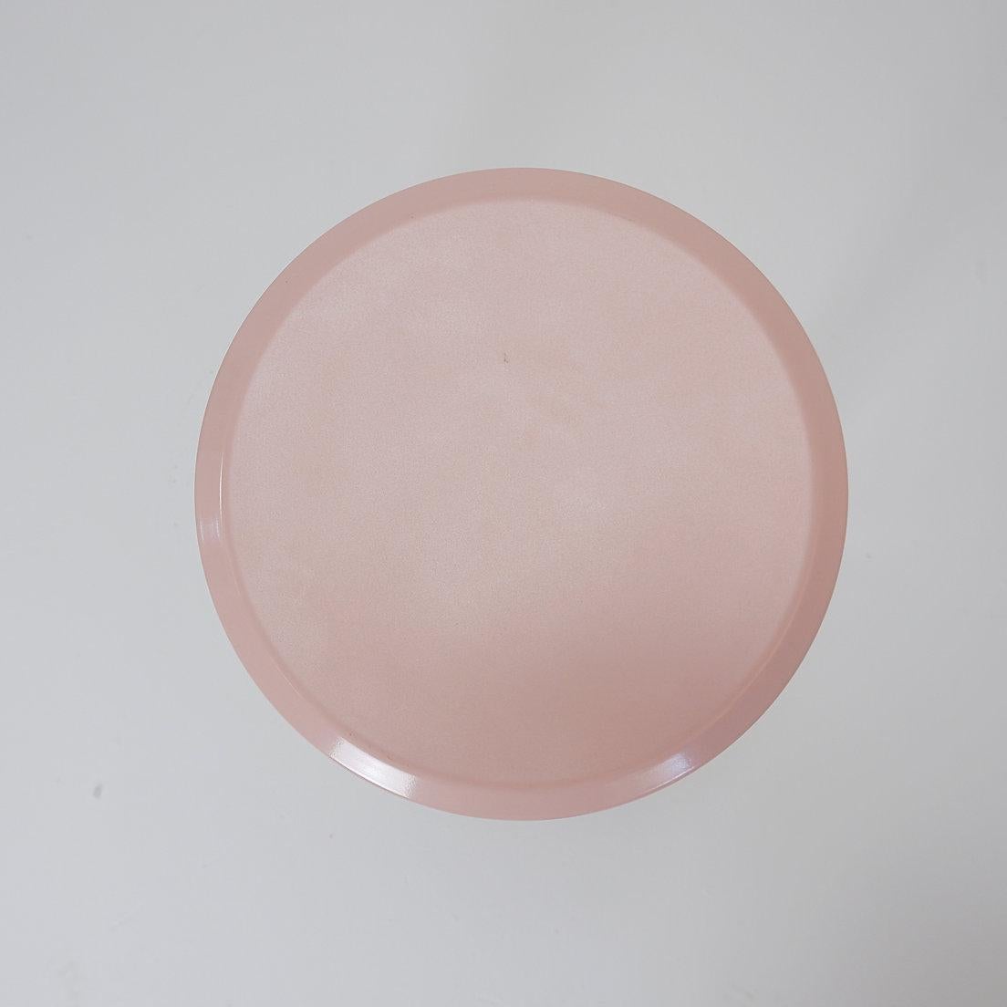 Modern Bathroom Stool by Keuco tubular chrome & powder pink Plastic, 1980s For Sale