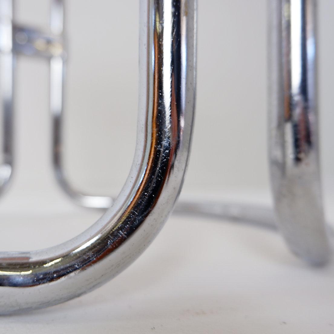 20th Century Bathroom Stool by Keuco tubular chrome & powder pink Plastic, 1980s For Sale