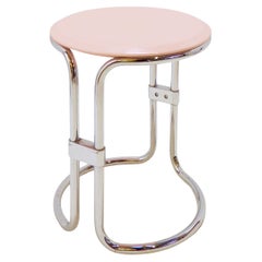 Bathroom Stool by Keuco tubular chrome & powder pink Plastic, 1980s