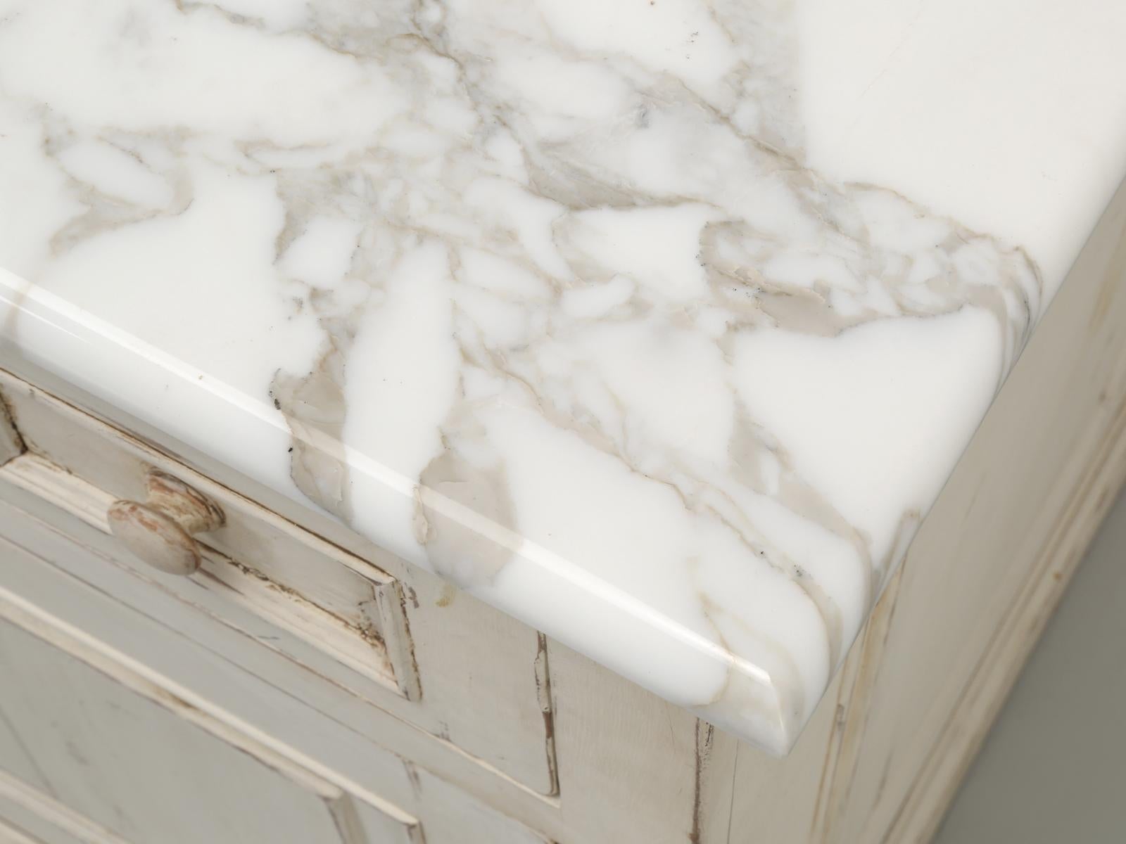 Hand-Crafted Bathroom Vanity Ready for a Sink to be Installed, with Calcutta d' Oro Marble