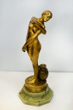 "Bethsabée à son bain" Sculpture en bronze sur socle en onyx de Jean-Léon Gérôme