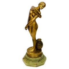 "Bethsabée à son bain" Sculpture en bronze sur socle en onyx de Jean-Léon Gérôme
