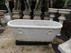 Bathtub in white Carrara marble, carved with handles, Italy