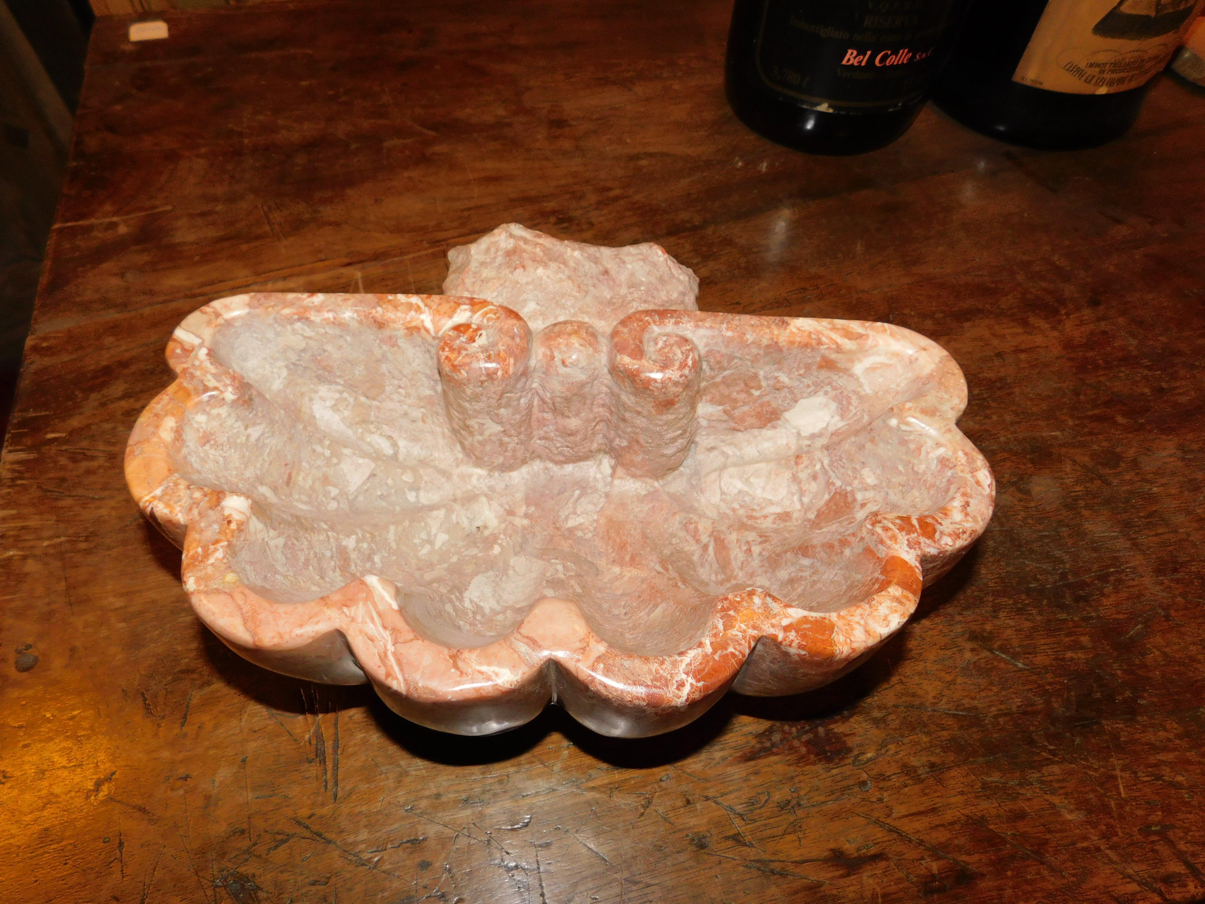 Marble bathtub, sink, stoup in red Verona marble with shell-shaped, Italy For Sale