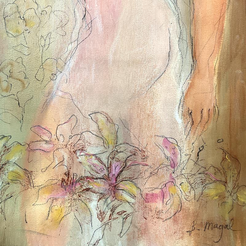 Batia Magal, Pittura acrilica originale su tela, firmata a mano con lettera d'autore 1