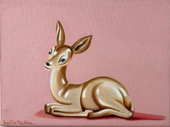 Bambi Pintura al óleo figurativa, Paleta expresiva, 18x25 cm, Nuevo