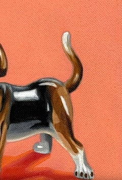 Porcelain Dog Figurative Painting, Expressive Palette, 20X25 cm, New