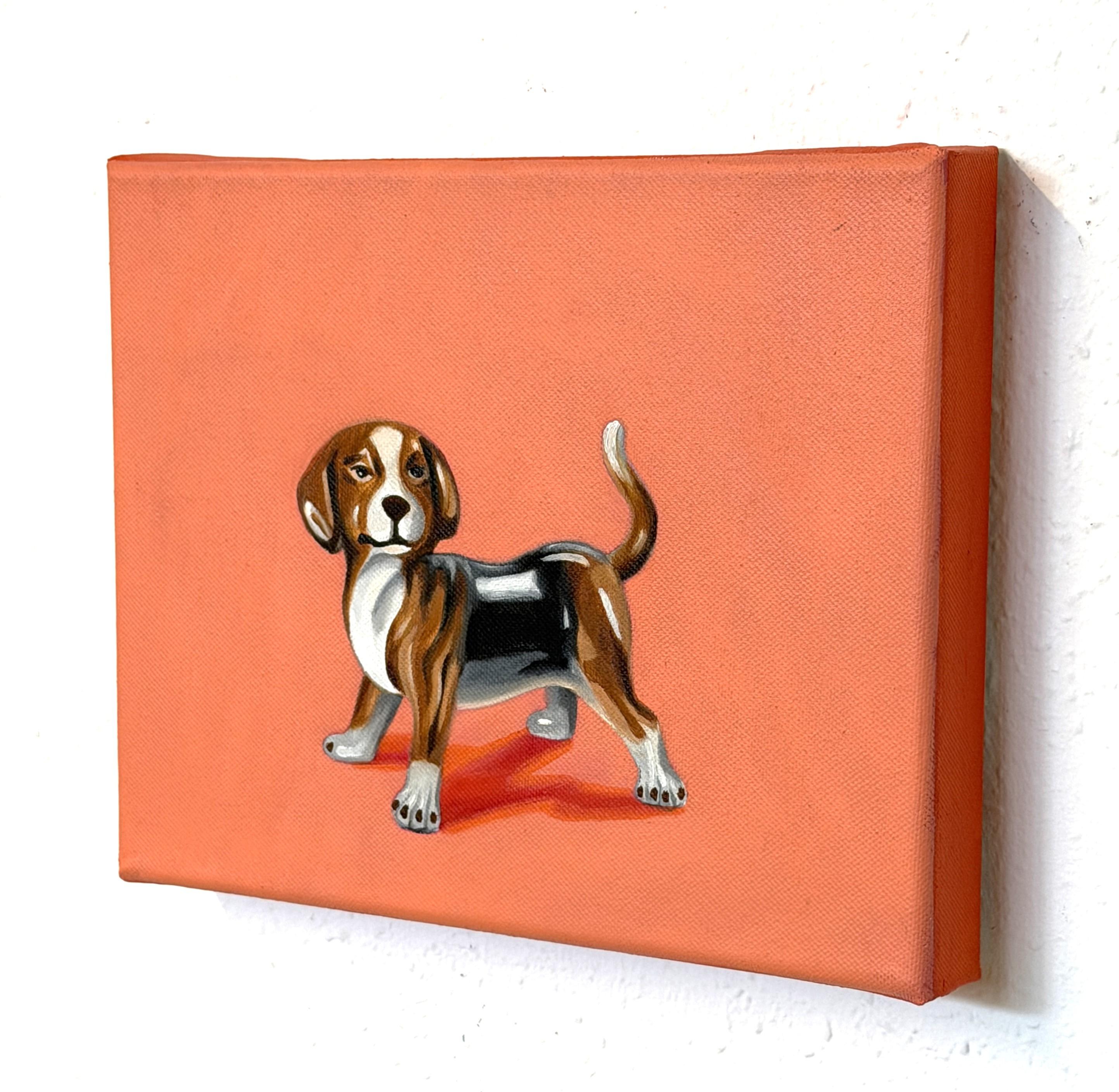 Batia Malka Animal Painting - Porcelain Dog Figurative Painting, Expressive Palette, 20X25 cm, New