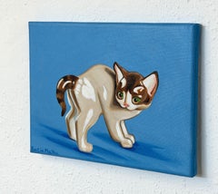 Gatito de porcelana Pintura al óleo figurativa, Paleta expresiva, 18x25 cm, Nuevo