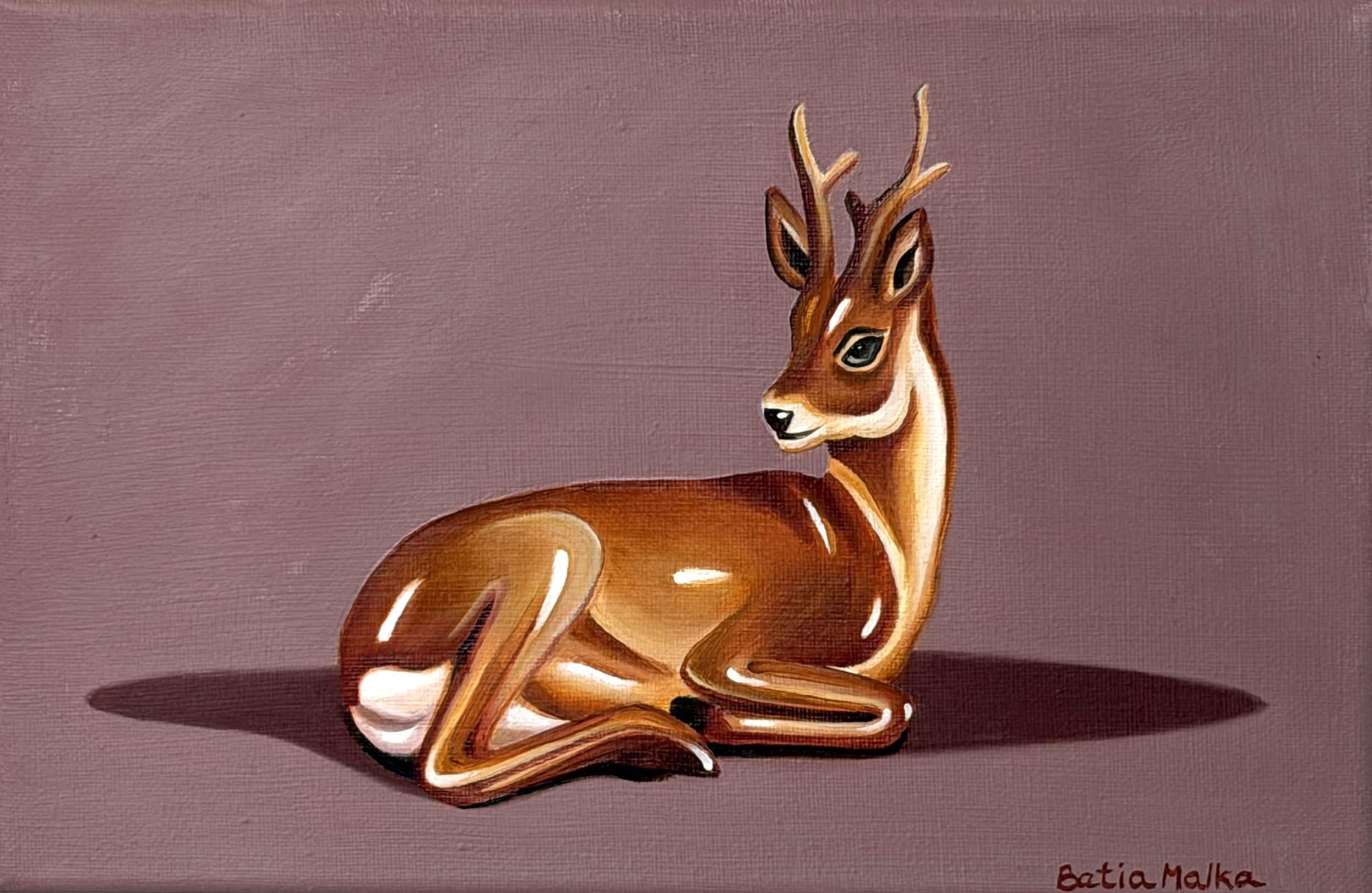 Young Deer Figurative Painting, Expressive Palette, 20X30 cm, New