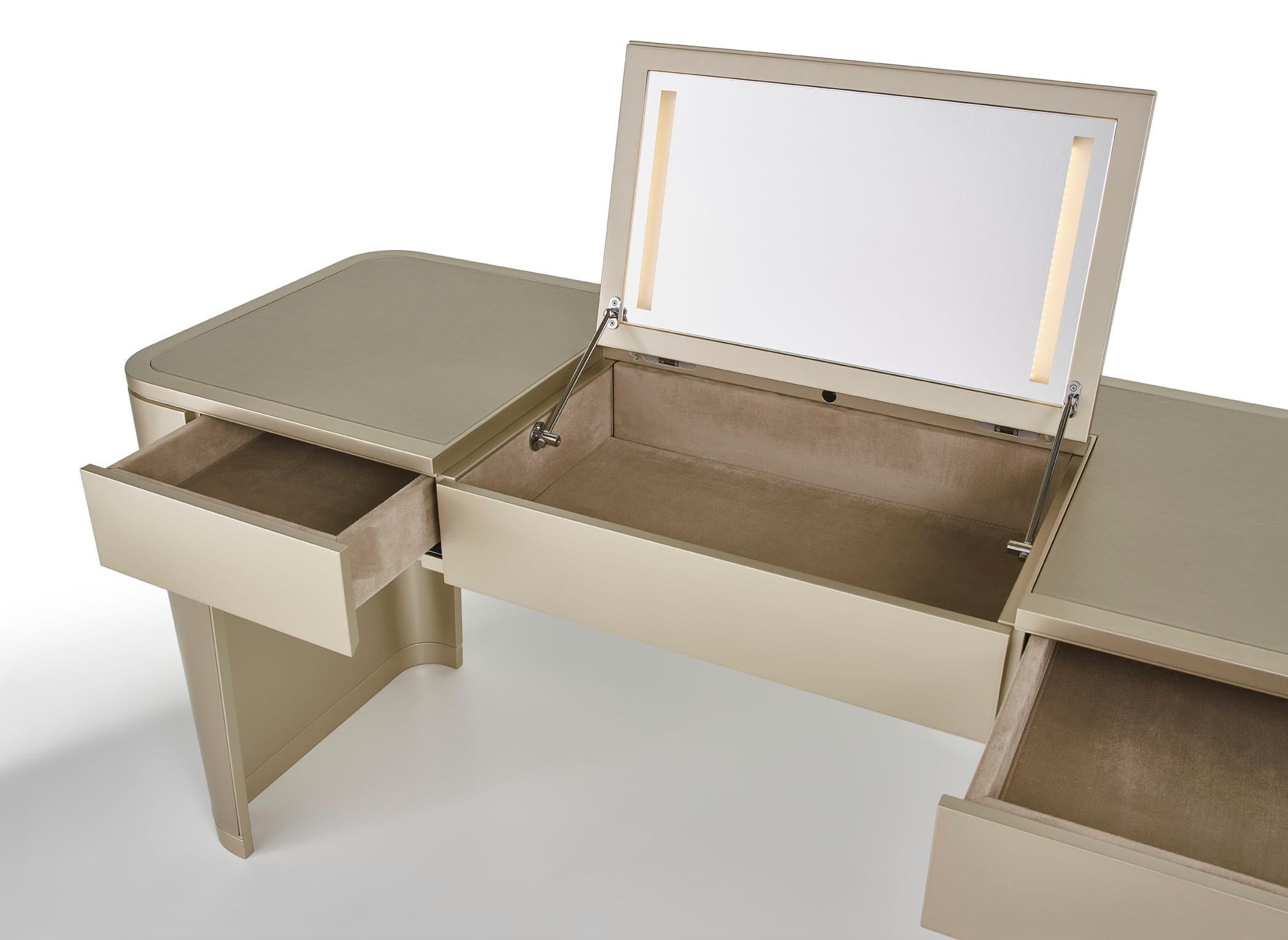 Other Batiful Vanity Unit Toeletta Desk Lacquered, External Legs in Tiny Mosaic For Sale
