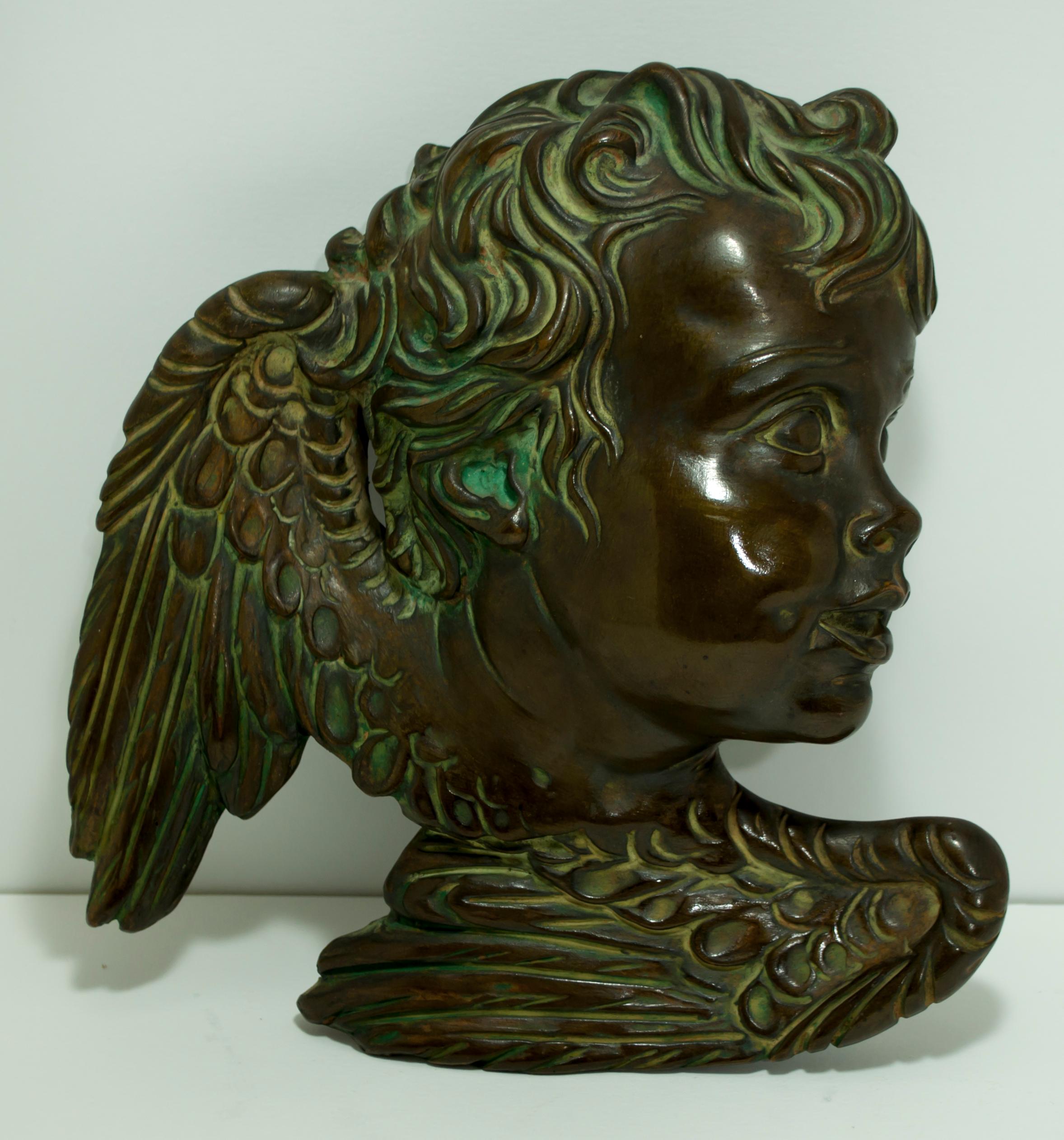 Mid-Century Modern Batignani Firenze Mid-Century Italian Hand Painted Bronzed Ceramic Cherubs, 50s