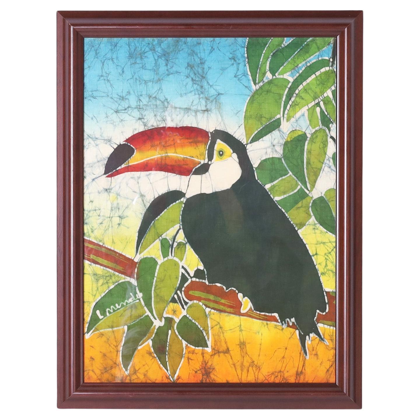 Œuvre d'art de Batik d'un toucan en vente