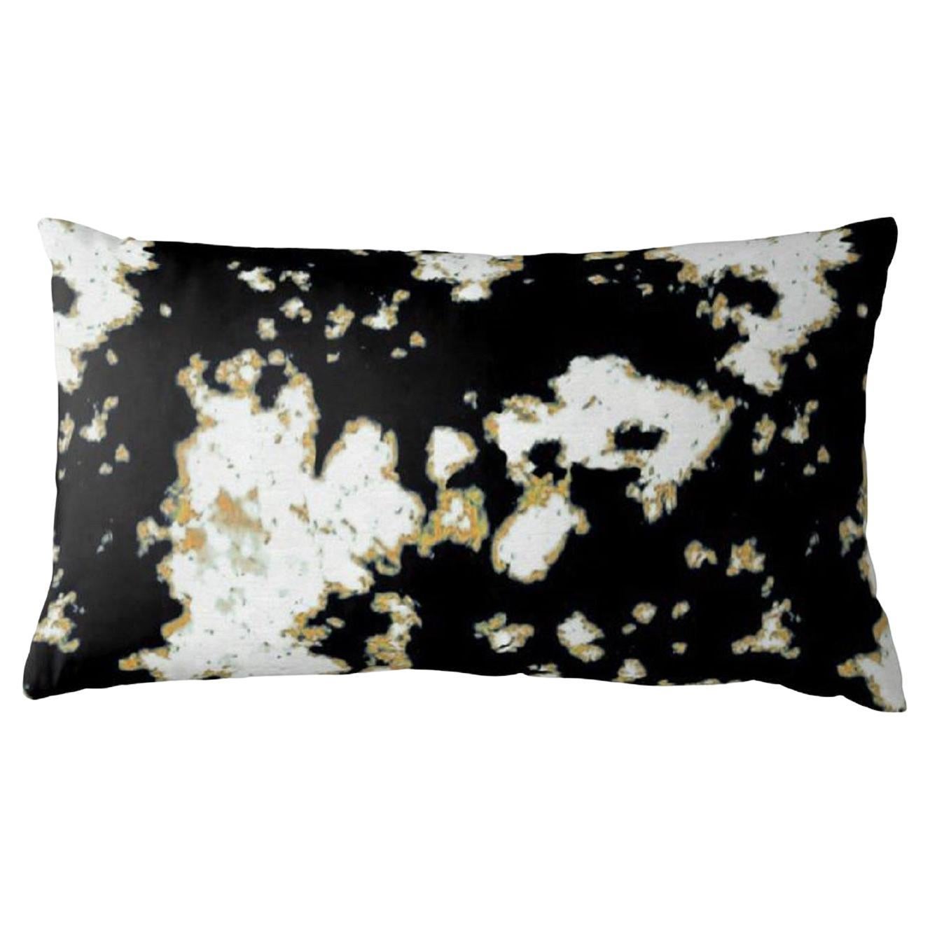 Batik Black and Yellow Lumbar Pillow For Sale