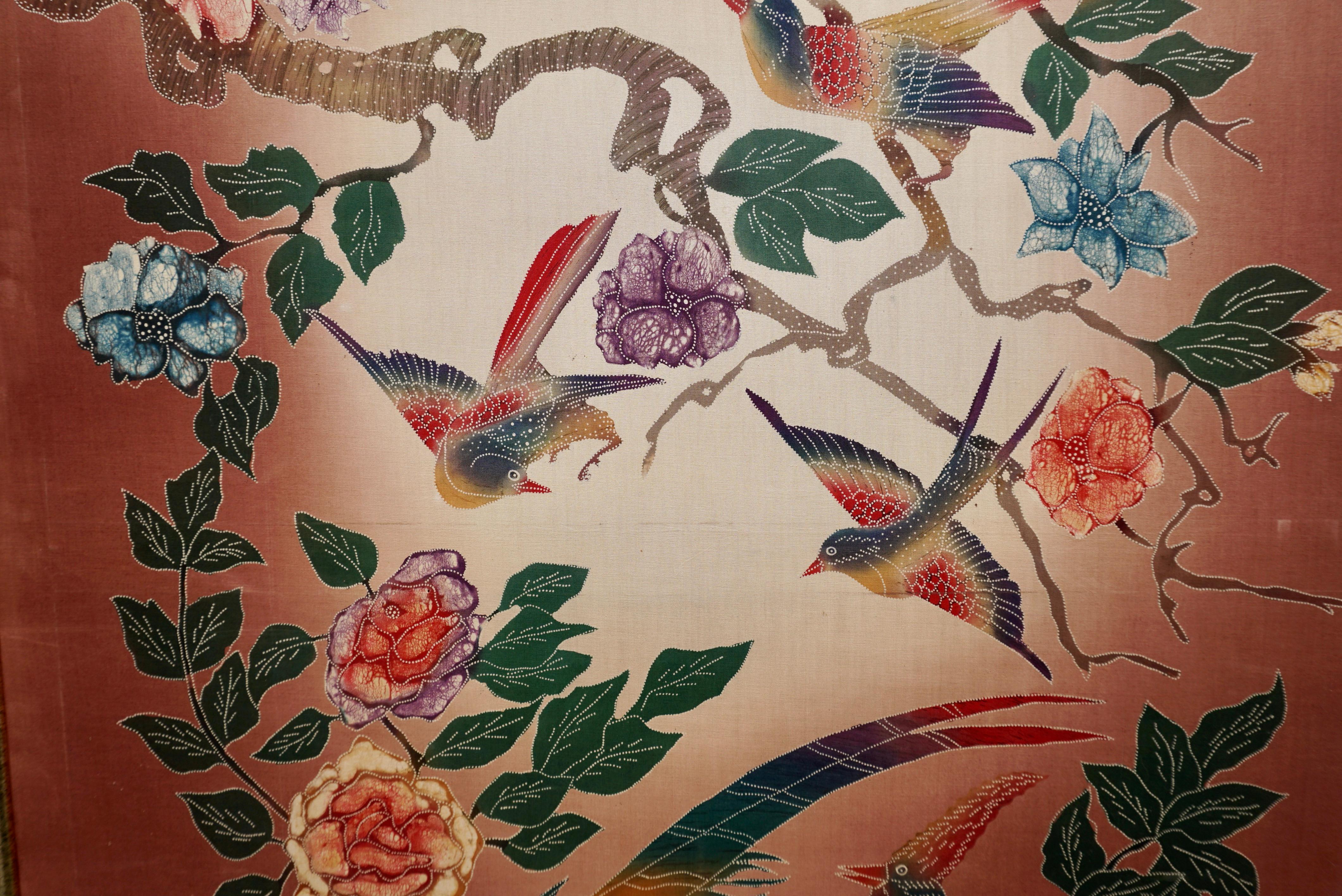 Batik Indonesian Textile with Birds and Flowers For Sale 5