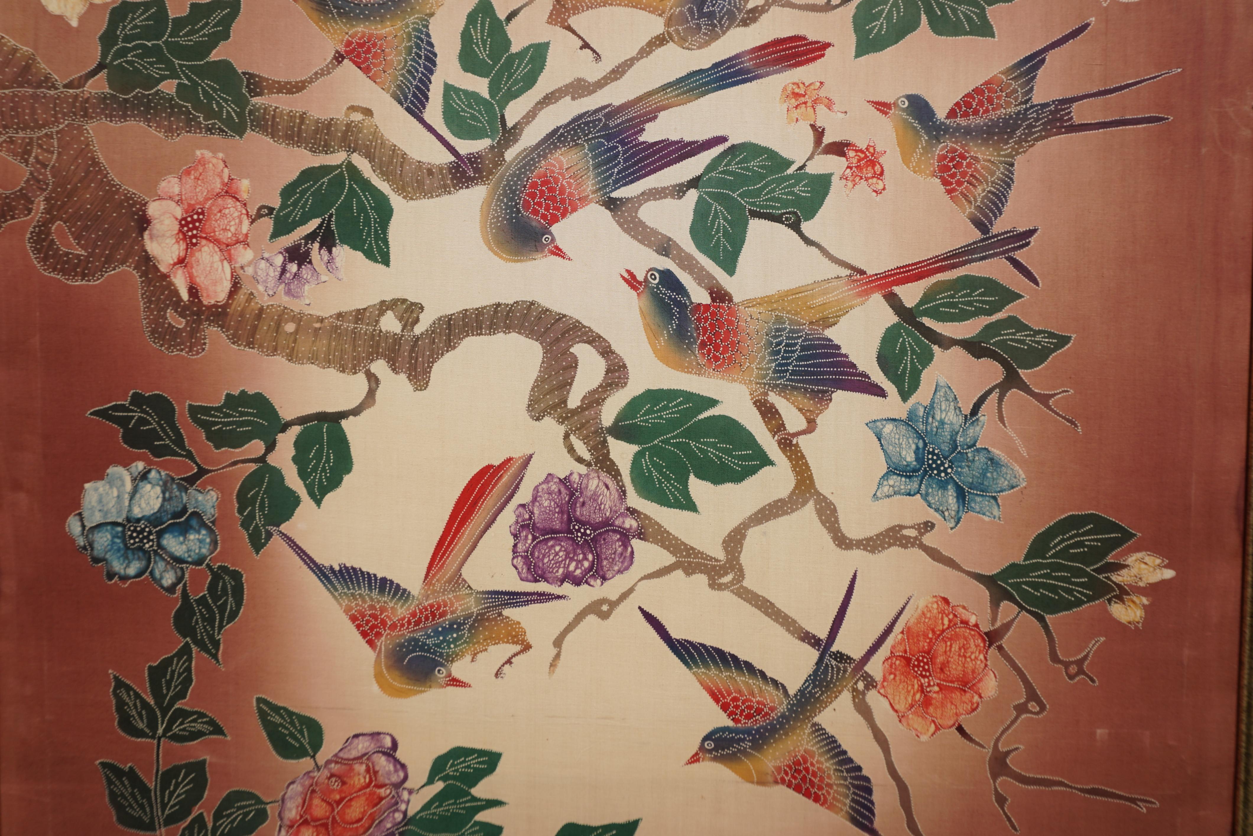 Batik Indonesian Textile with Birds and Flowers For Sale 6