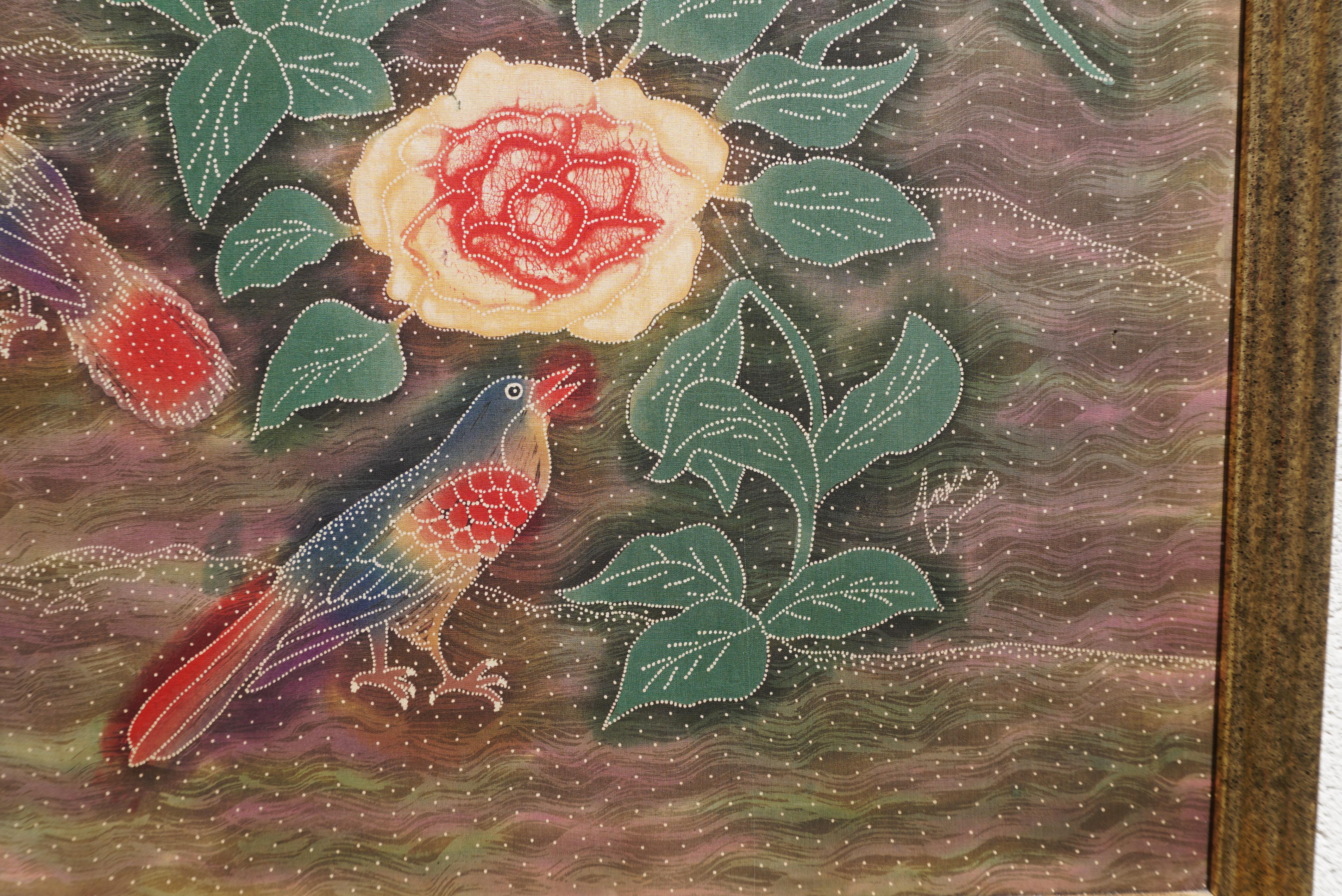 Batik Indonesian Textile with Birds and Flowers For Sale 2