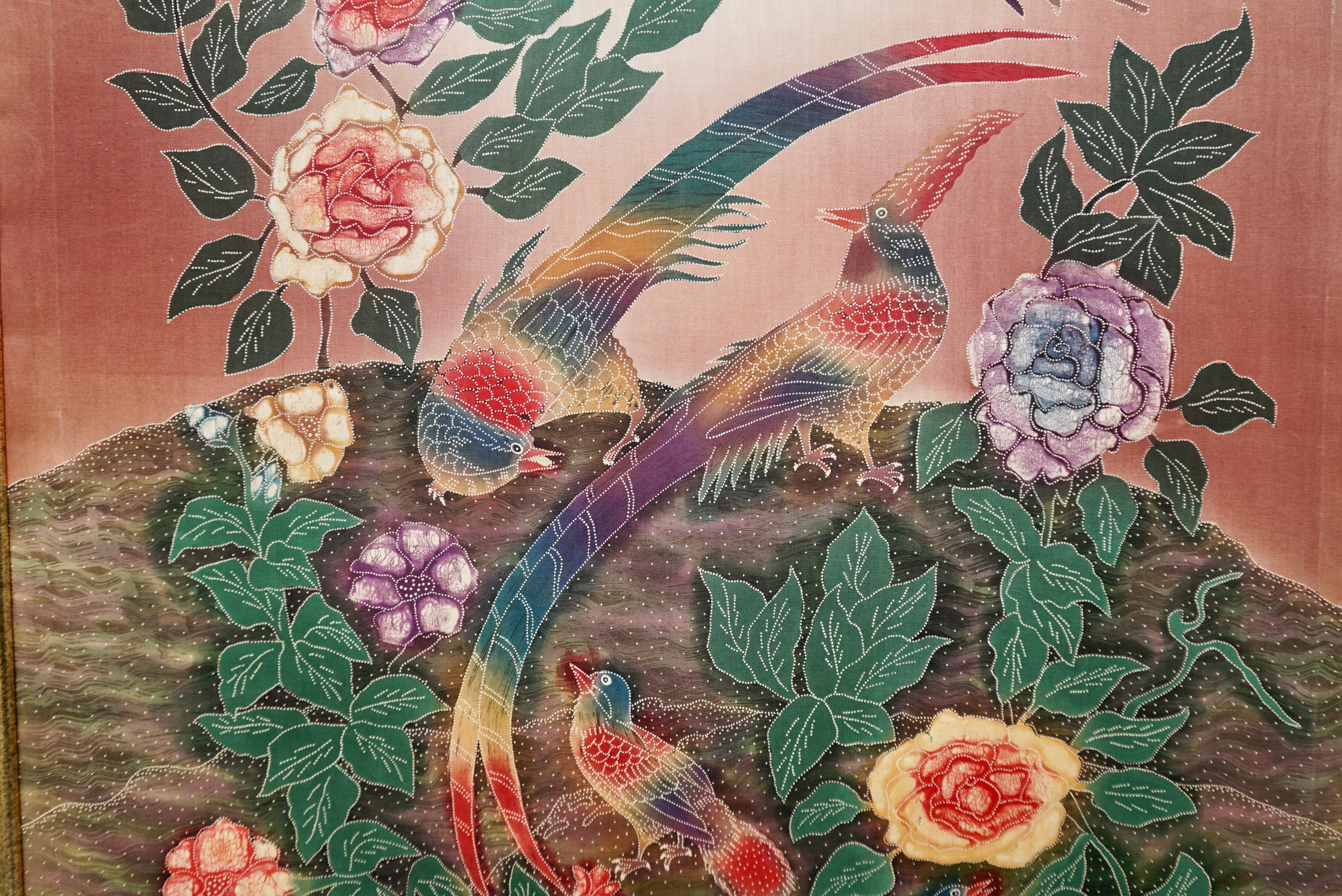 Batik Indonesian Textile with Birds and Flowers For Sale 3
