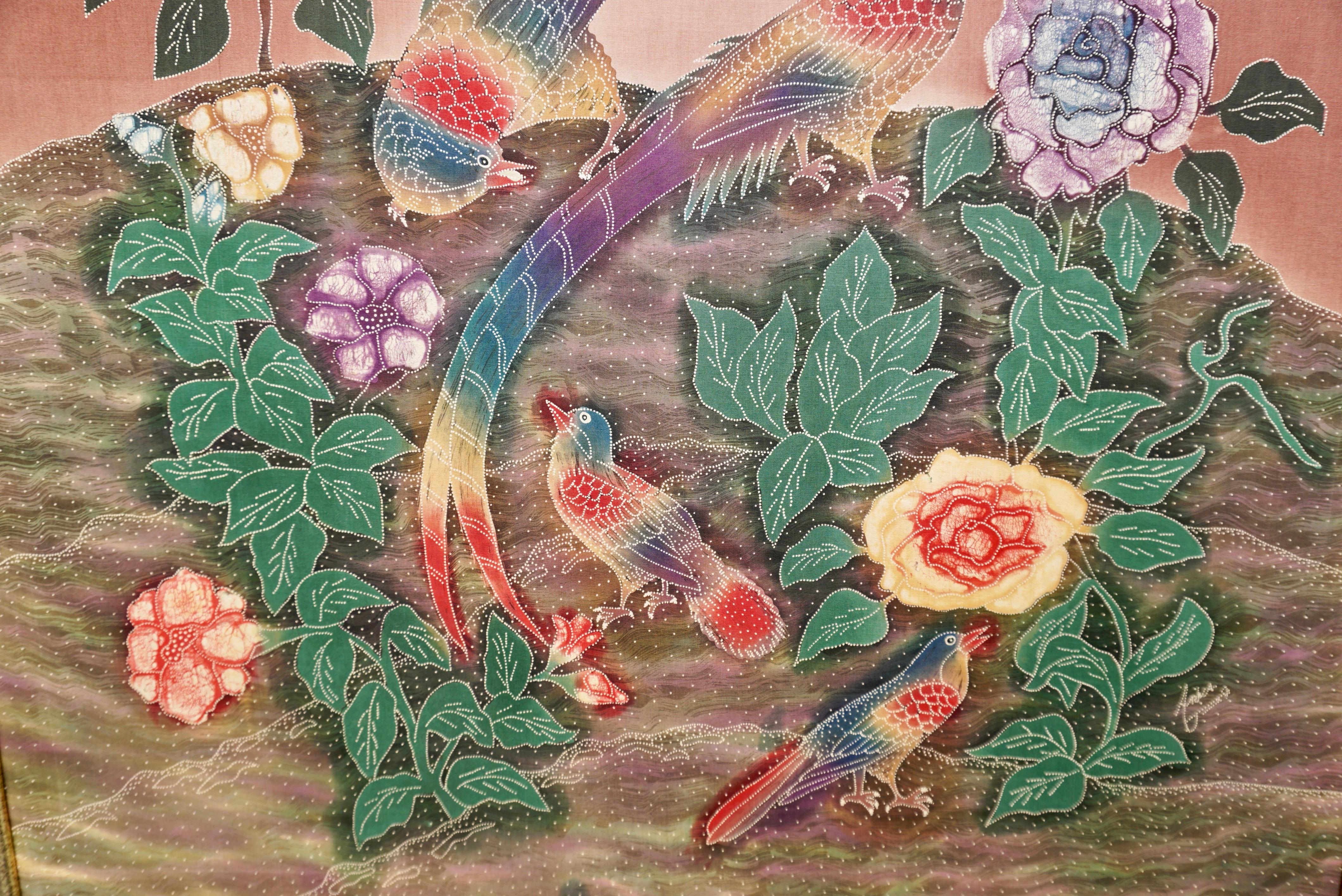 Batik Indonesian Textile with Birds and Flowers For Sale 4