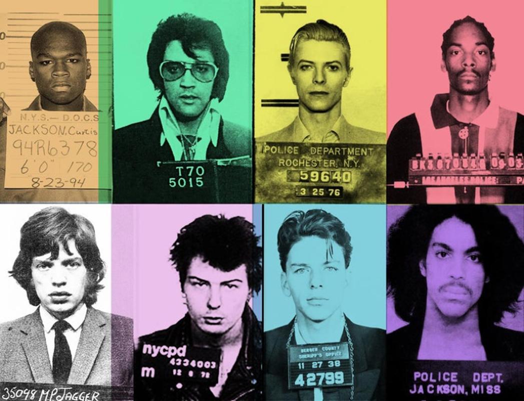 Fun Loving Criminals II 

Par BATIK- Edition limitée signée

Impression pop art aux pigments d'archives des photos d'arrestation de Fifty Cent, Elvis Presley, David Bowie, Snoop Dog, Mick Jagger, Sid Vicious, Frank Sinatra et Prince.

BATIK est un