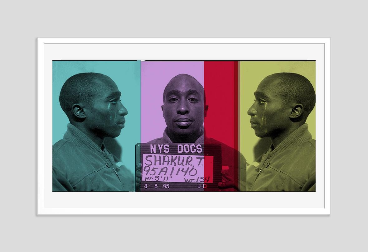 Tears4 2Pac 

1995

Pop art print of a mugshot of rapper music artist Tupac Shakur originally taken August 3, 1995.

On September 7, 1996, Shakur was shot four times by an unidentified assailant in a drive-by shooting in Las Vegas; he died six days