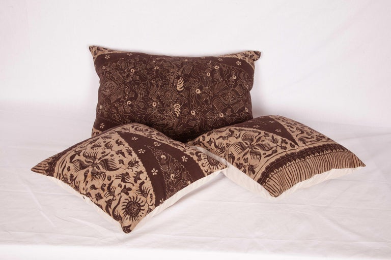 Batik Pillow Cases Fashioned from a Vintage Indonesian Batik For Sale