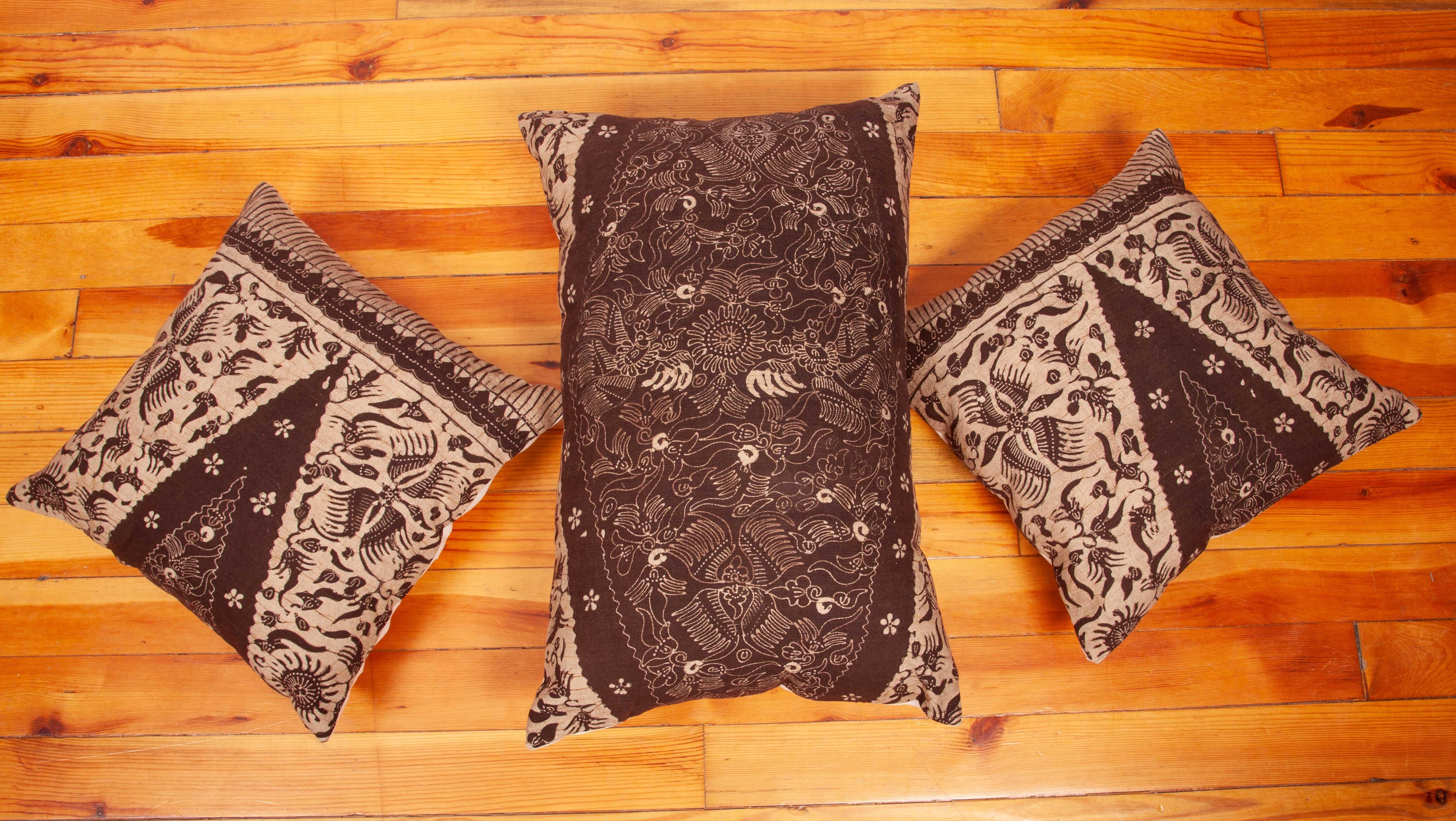 20th Century Batik Pillow Cases Fashioned from a Vintage Indonesian Batik