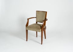 Batistin Spade, Set of Four Varnished Oak Armchairs, France, circa 1940