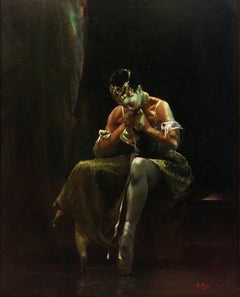 Ballerina - figure human form dancer portrait oil painting artwork impressionism