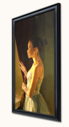 Ballerina - original mongolian traditional realist dancer oil painting modern