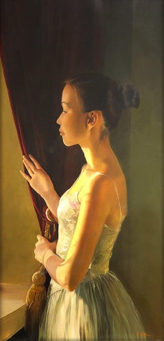 Ballerina - Original mongolisches, traditionelles, realistisches Tänzer-Ölgemälde, modern