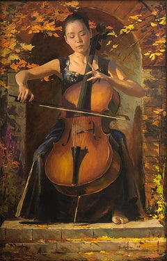 Violinist - human figure study portraiture oil painting artwork form modern art