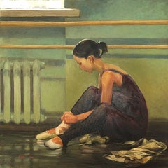Young Ballerina - original mongolian artwork oil painting dancer modern female