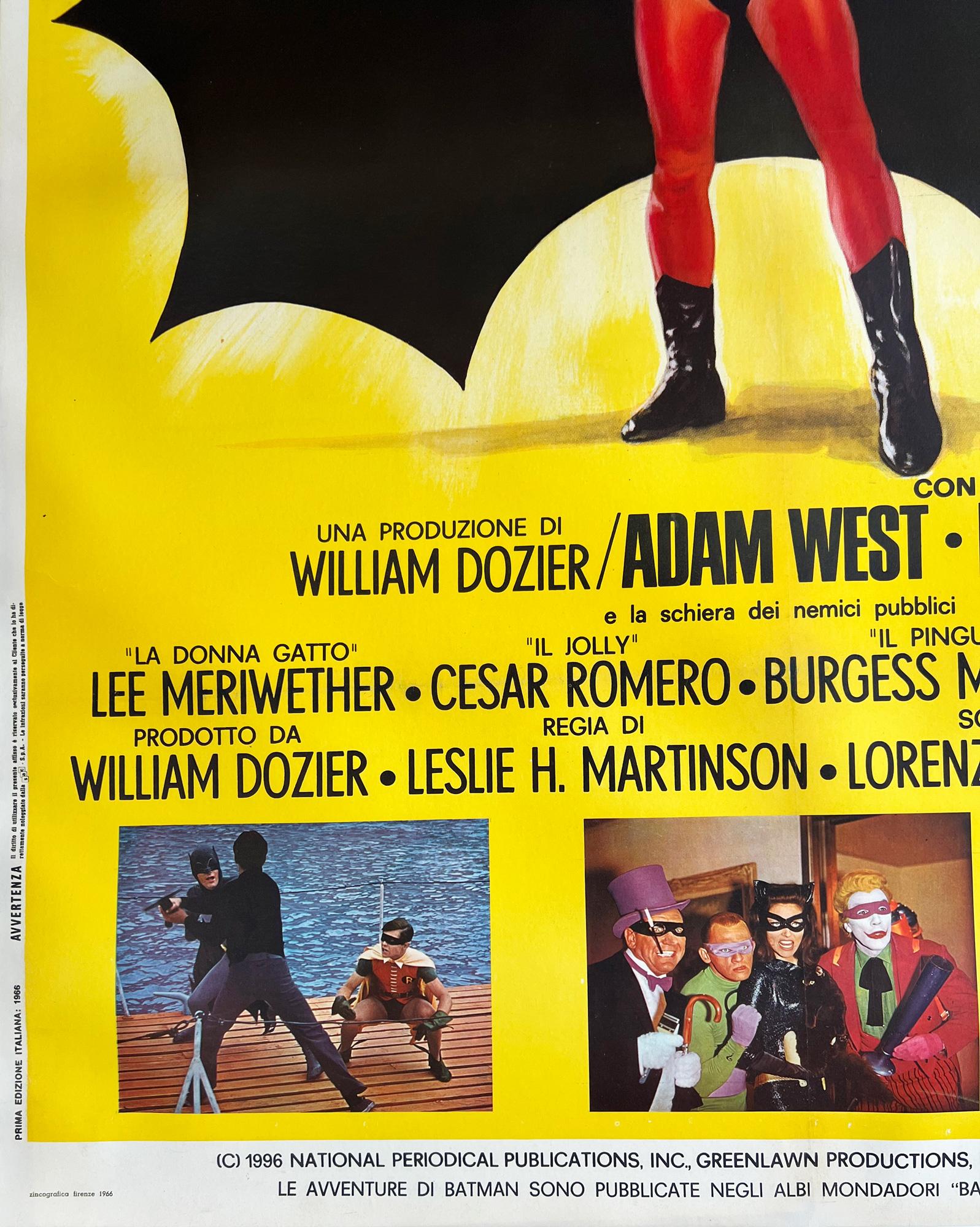 American Batman 1966 Italian 2 Foglio Film Movie Poster, Superhero, Linen Backed For Sale