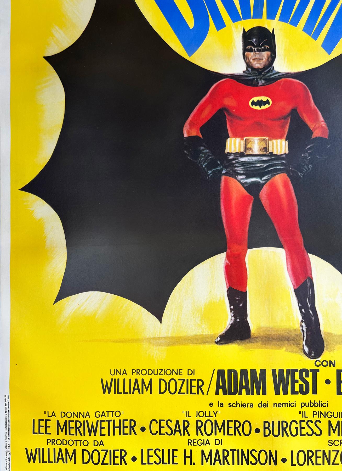 Batman 1966 Italian 2 Foglio Film Movie Poster, Superhero, Linen Backed In Excellent Condition For Sale In Bath, Somerset
