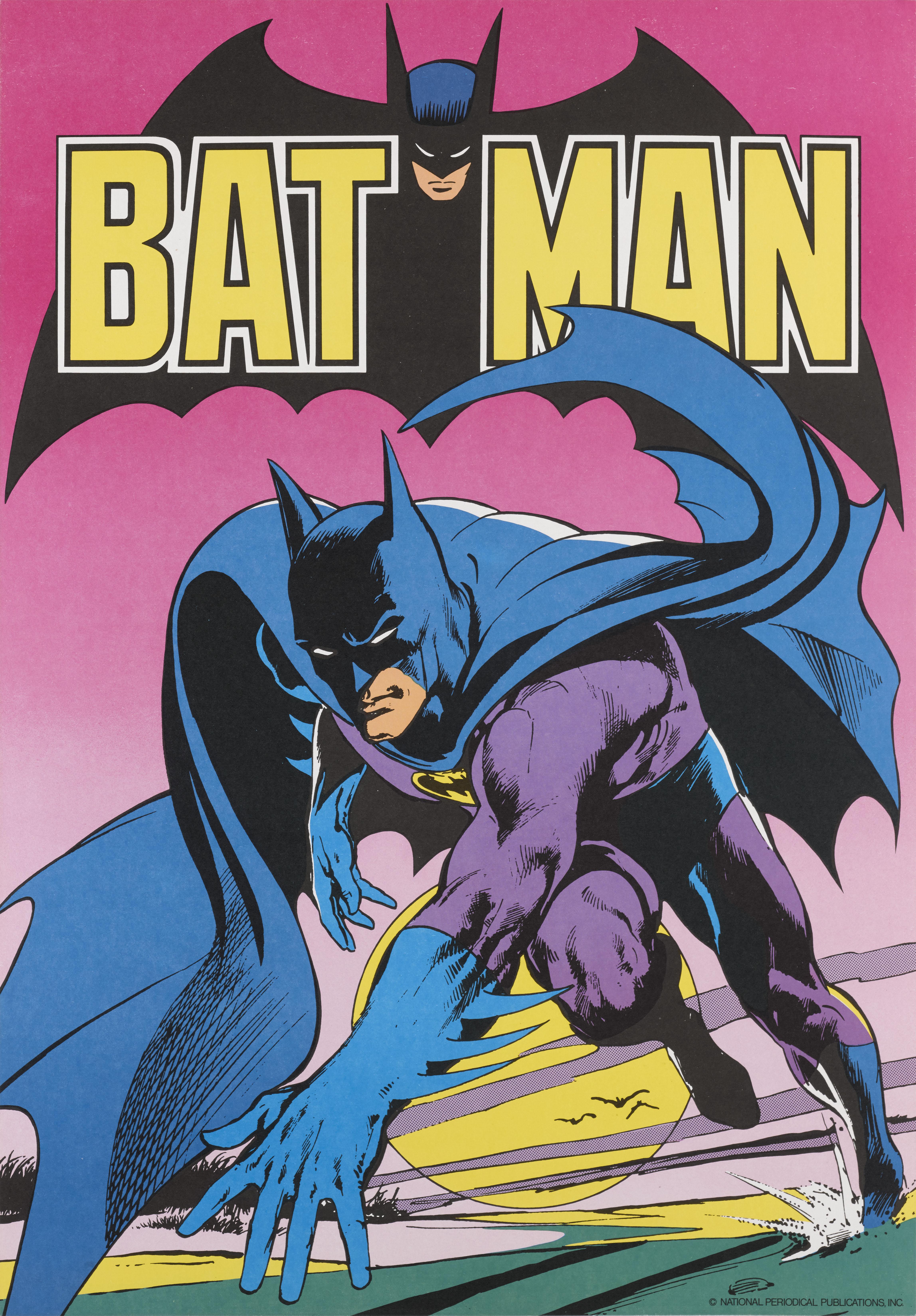 Original US National Periodical Publications poster. This poster was used to advertise Batman comic volume 1, number 251.
This poster is unfolded and conservation linen backed in near mint condition. The art work on this poster is by Neal Adams (b.