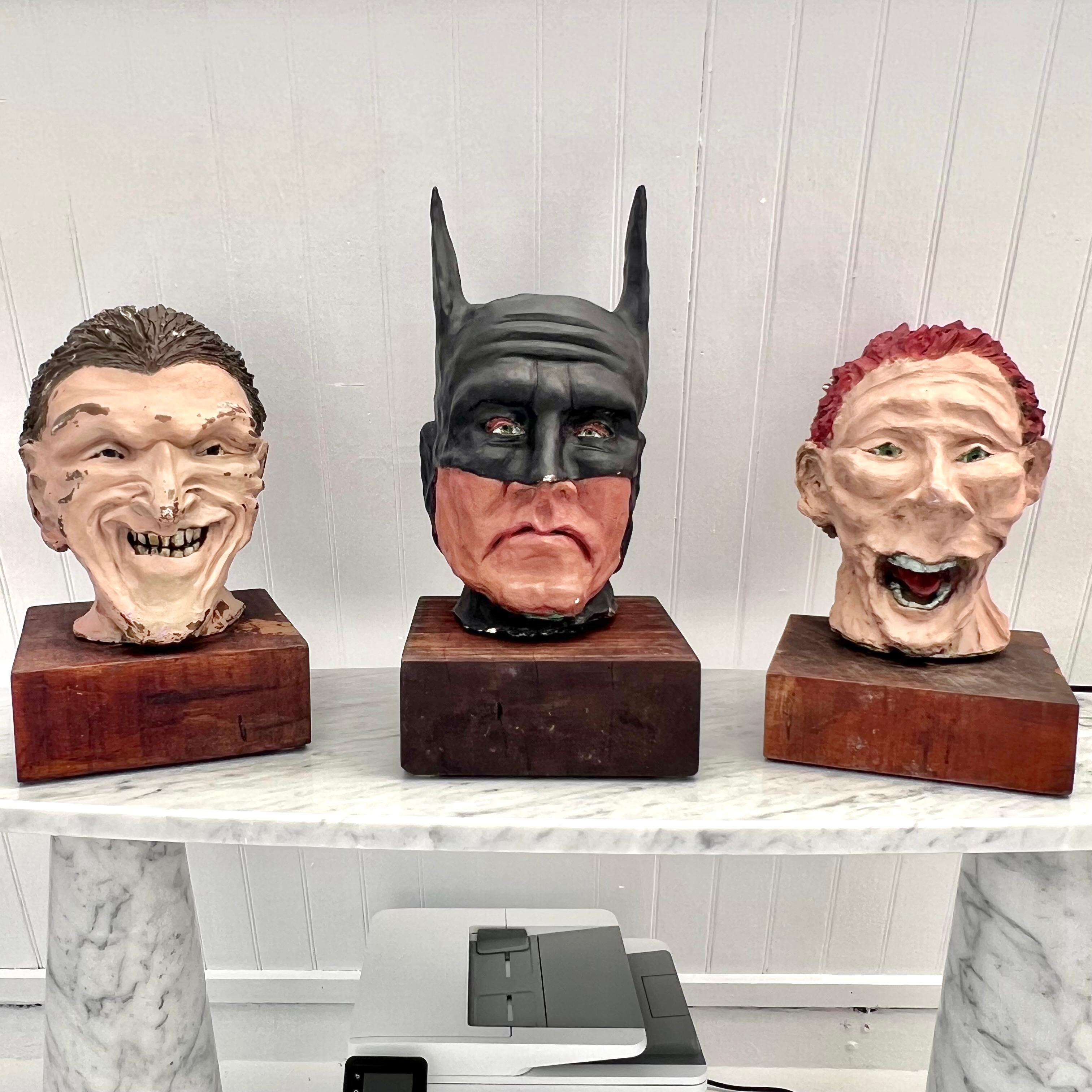 Batman, Joker & Riddler Clay Busts, 2004 In Good Condition For Sale In Los Angeles, CA