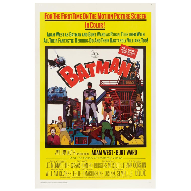 'Batman' Original Vintage US One Sheet Movie Poster, 1966 For Sale