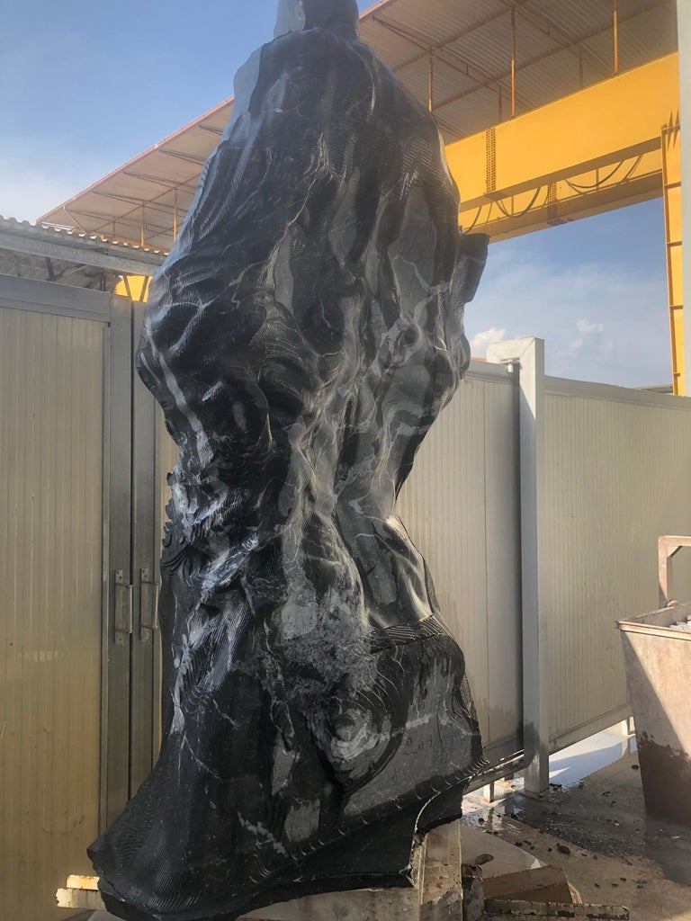 Batman, Natural Height Sculpture in Black Marble For Sale 7