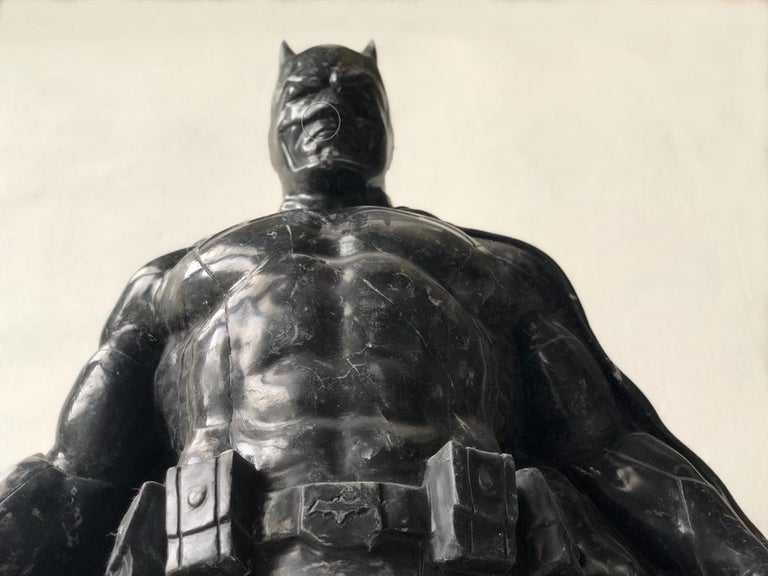 Italian Batman, Natural Height Sculpture in Black Marble For Sale