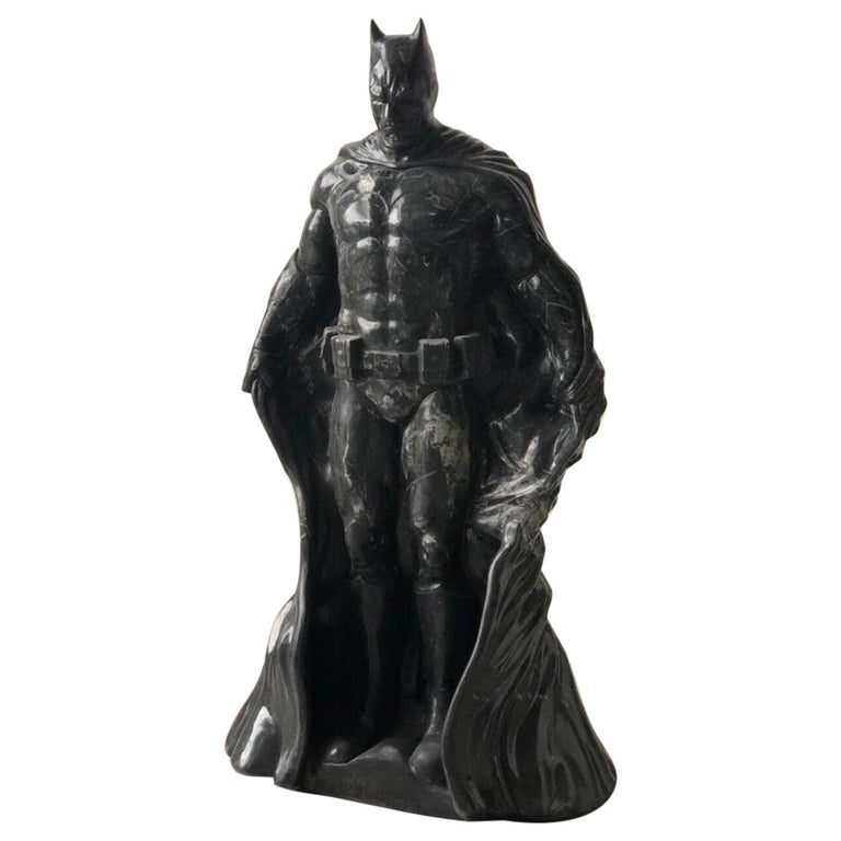 Batman, Natural Height Sculpture in Black Marble For Sale